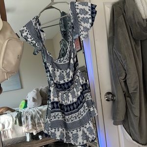 Blue and white romper